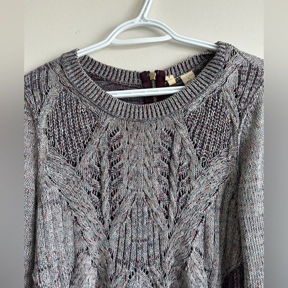 Anthropologie Moth Open Knit Back Zipper Sweater - Picture 3 of 8